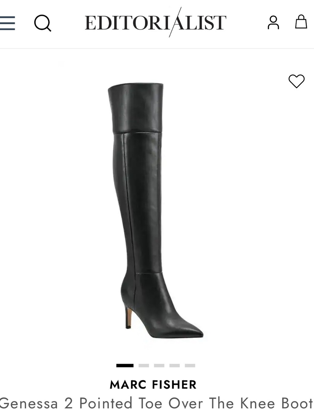 Marc Fisher Black Over-the-Knee Pointed-Toe Stiletto Boot